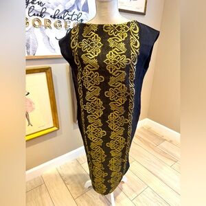 VINTAGE Metallic Gold and Black Handmade Sheath Dress